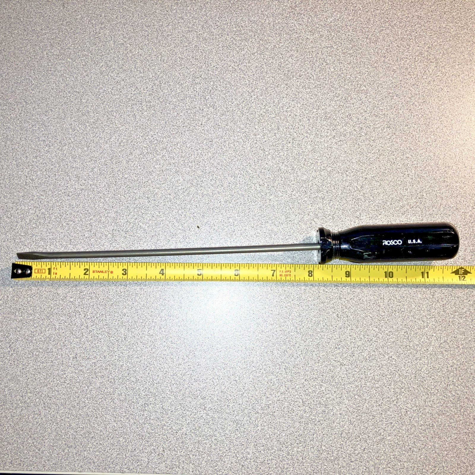 Rosco 3/16″ Tip Flat / Slotted Screwdriver Black 8″ Long Shaft Vintage USA