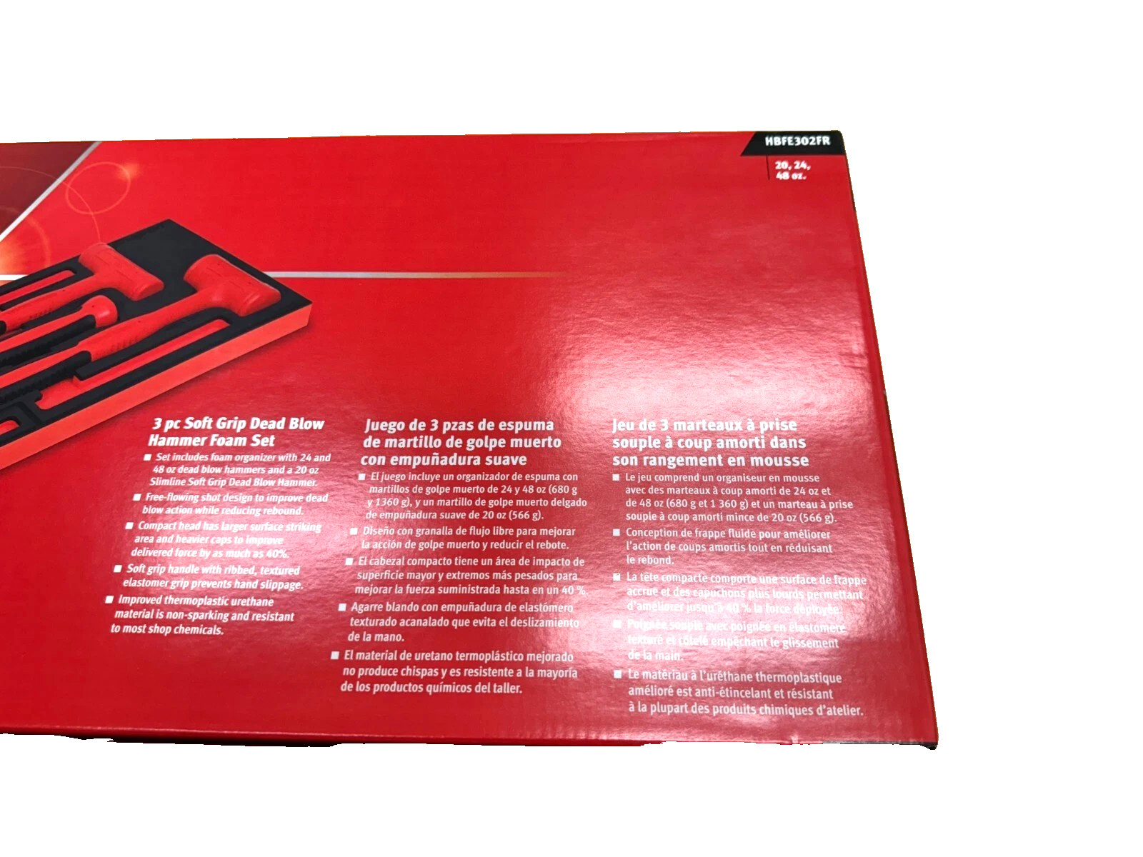 New Snap-on™ HBFE6FR 16 20 24 32 48 56 oz 6-pc Red Dead Blow Hammer Foam Set