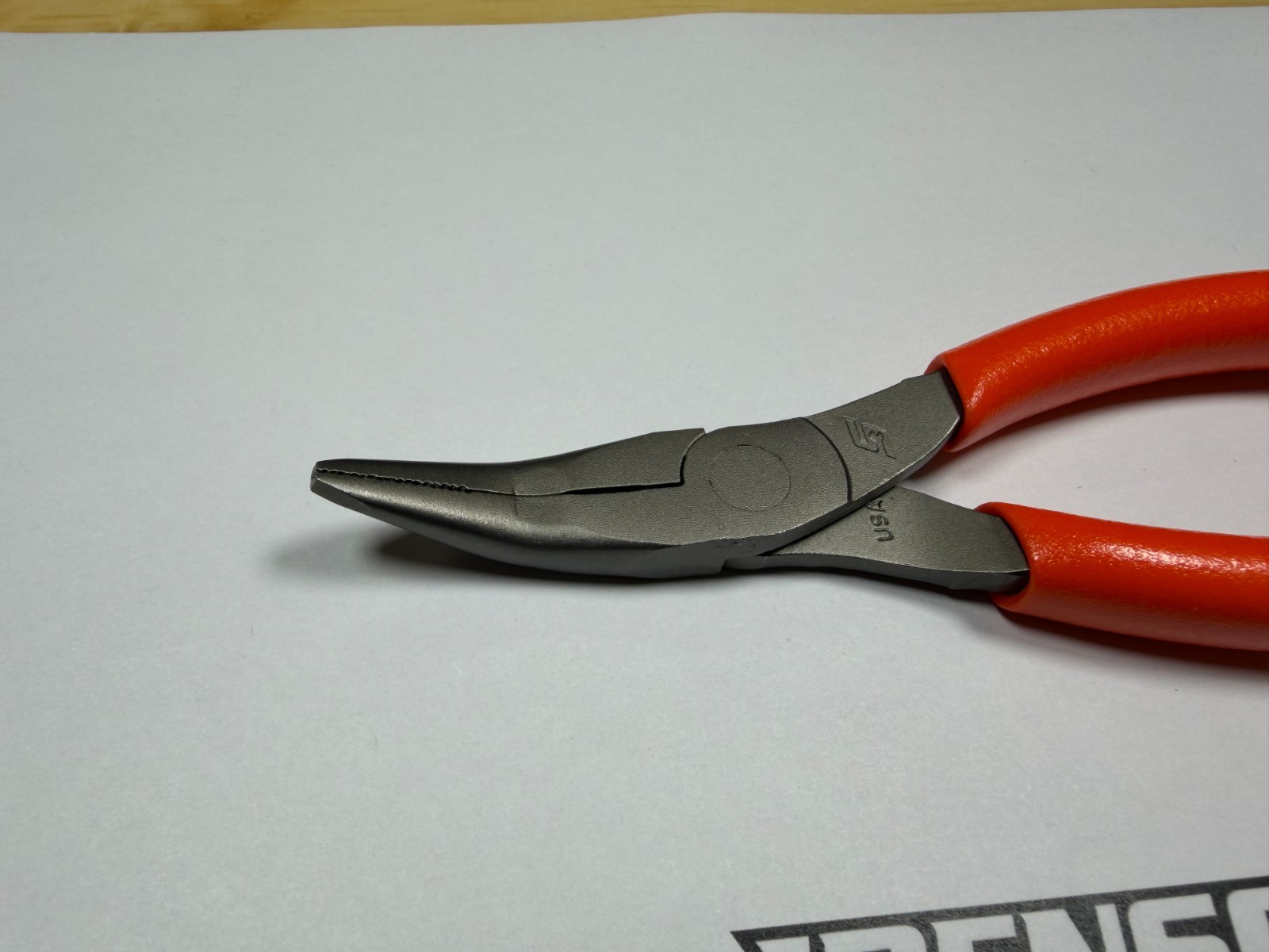 Snap-on Tools USA NEW ORANGE 6″ Soft Grip 35° Bent Needle Nose Pliers 495CFO
