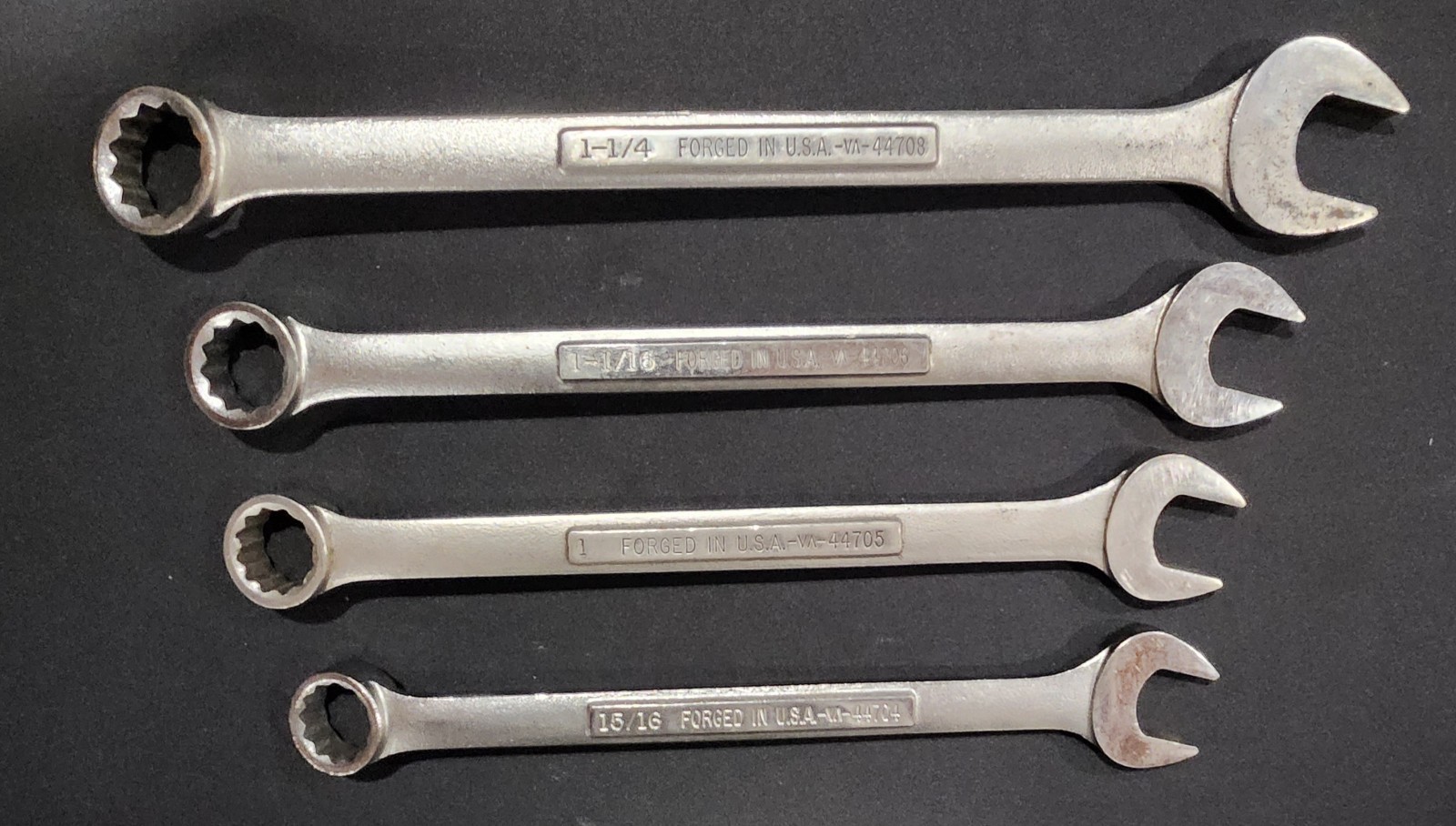 4 Pc. USA Craftsman Large Wrenches 15/16, 1, 1- 1/16, 1- 1/4 -VA- Series