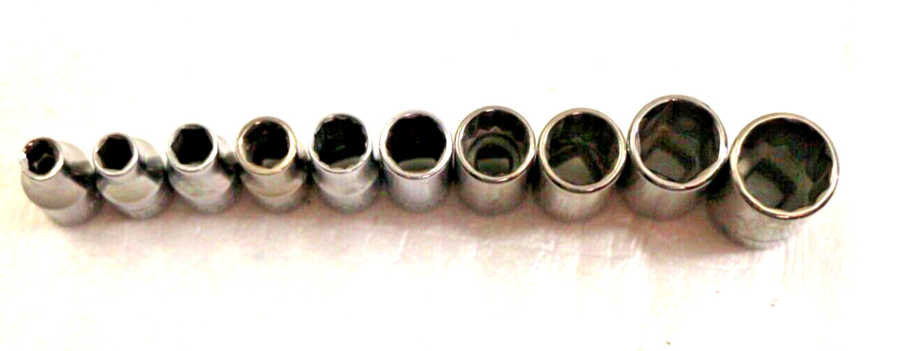 Craftsman 10-piece 6 & 12 Point low 1/4″Drive SAE Sockets 5/32-1/2 43481-43807