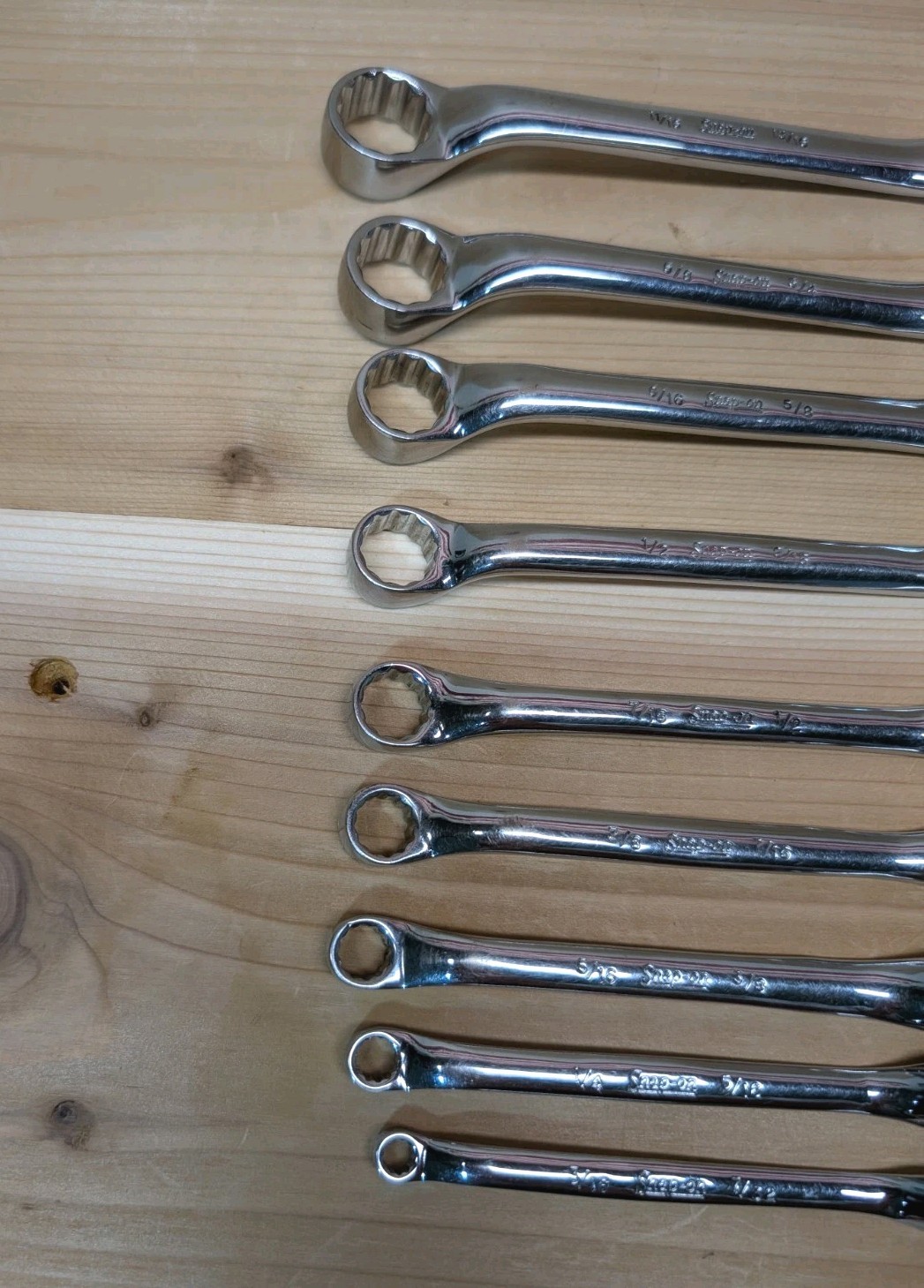 Snap-On XS609 9pc 12-Point SAE Flank Short 10° Offset Box Wrench Set Vintage Exc