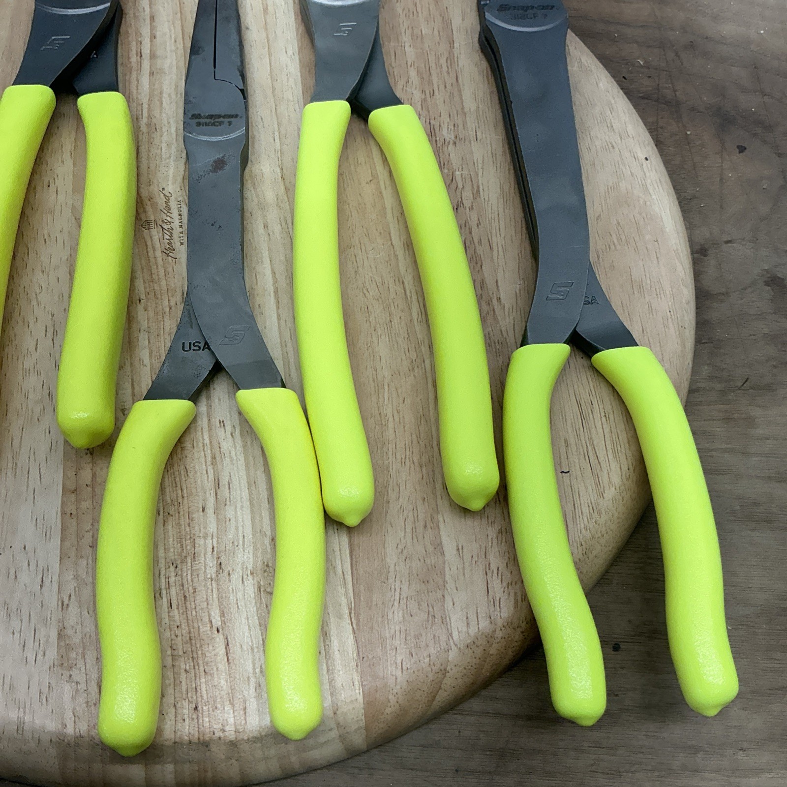 Snap on Tools 6-Piece Hi-Viz Yellow Plier Set Excellent Condition(Q)