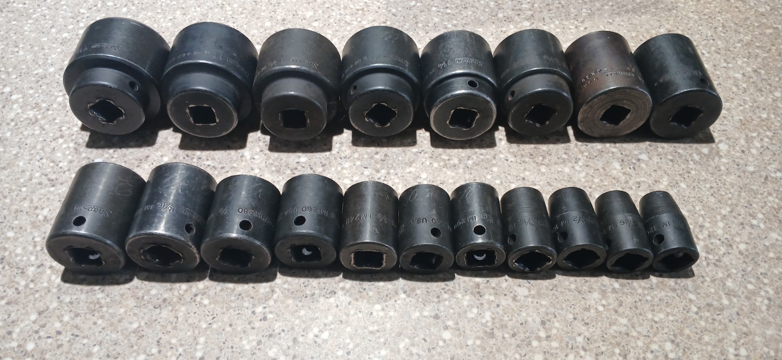 Snap On 320IM 1/2″ Dr Shallow Impact Socket Set SAE 6pt 3/8″ – 1 1/2″ 19pcs