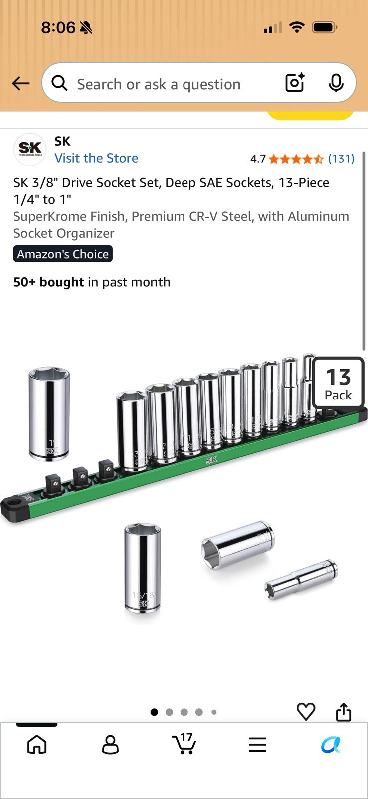 Sk New Style Chrome 3/8 Complete Set Metric And Standard Stubby And Deep Well