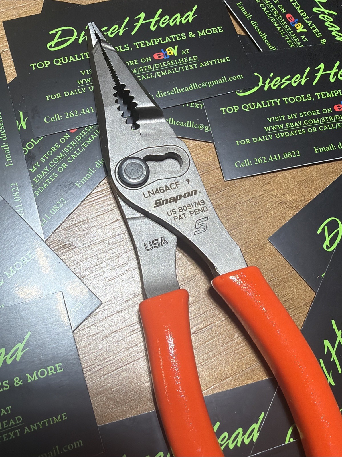 NEW Snap On LN46ACF Needle Nose/Slip-Joint ORANGE Handle Plier Set