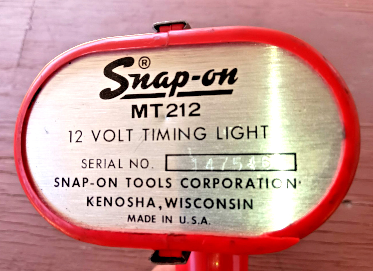 TESTED 1975 SNAP-ON MT 212 12 VOLT TIMING LIGHT w/ CASE, SALES DOCUMENTATION!!!!