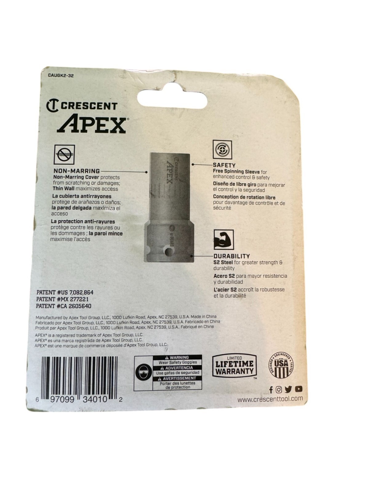 Crescent Apex Covered Socket Set 3/8″ Drive Impact Rated Non-Marring U-Guard 2-P