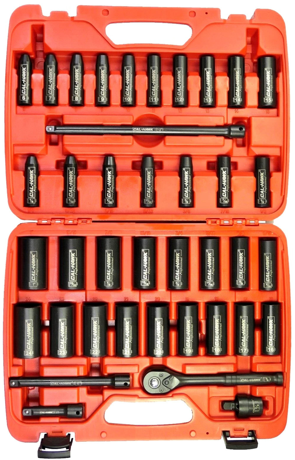 39pc 3/8″Dr. 6 POINT Metric & SAE Deep Impact Socket Chrome Vanadium CRV Set