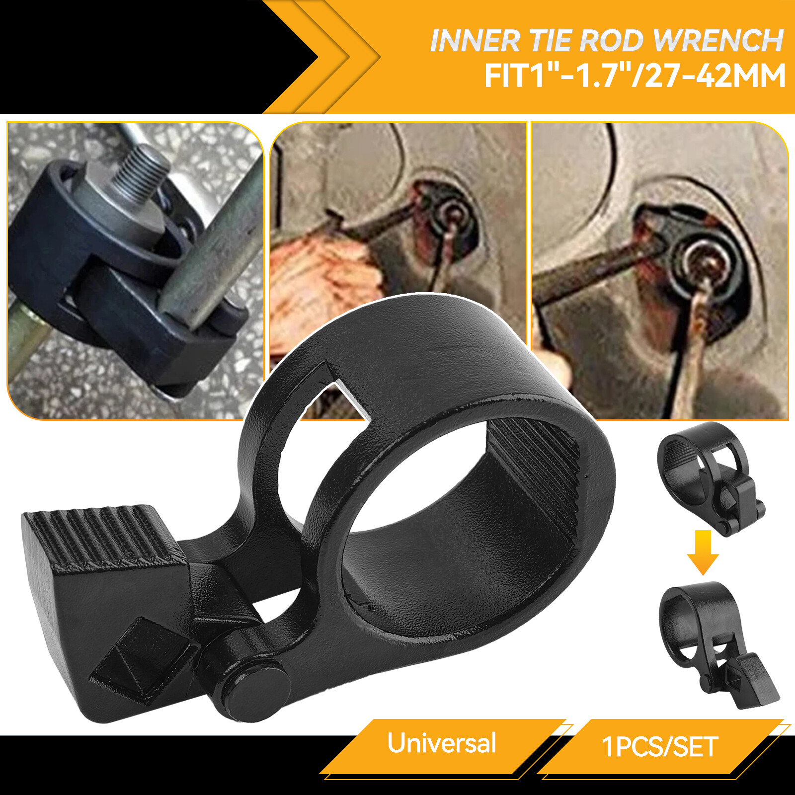 Inner Tie Rod Wrench 27 -42mm Universal Steering Track Removal Garage Tool Black