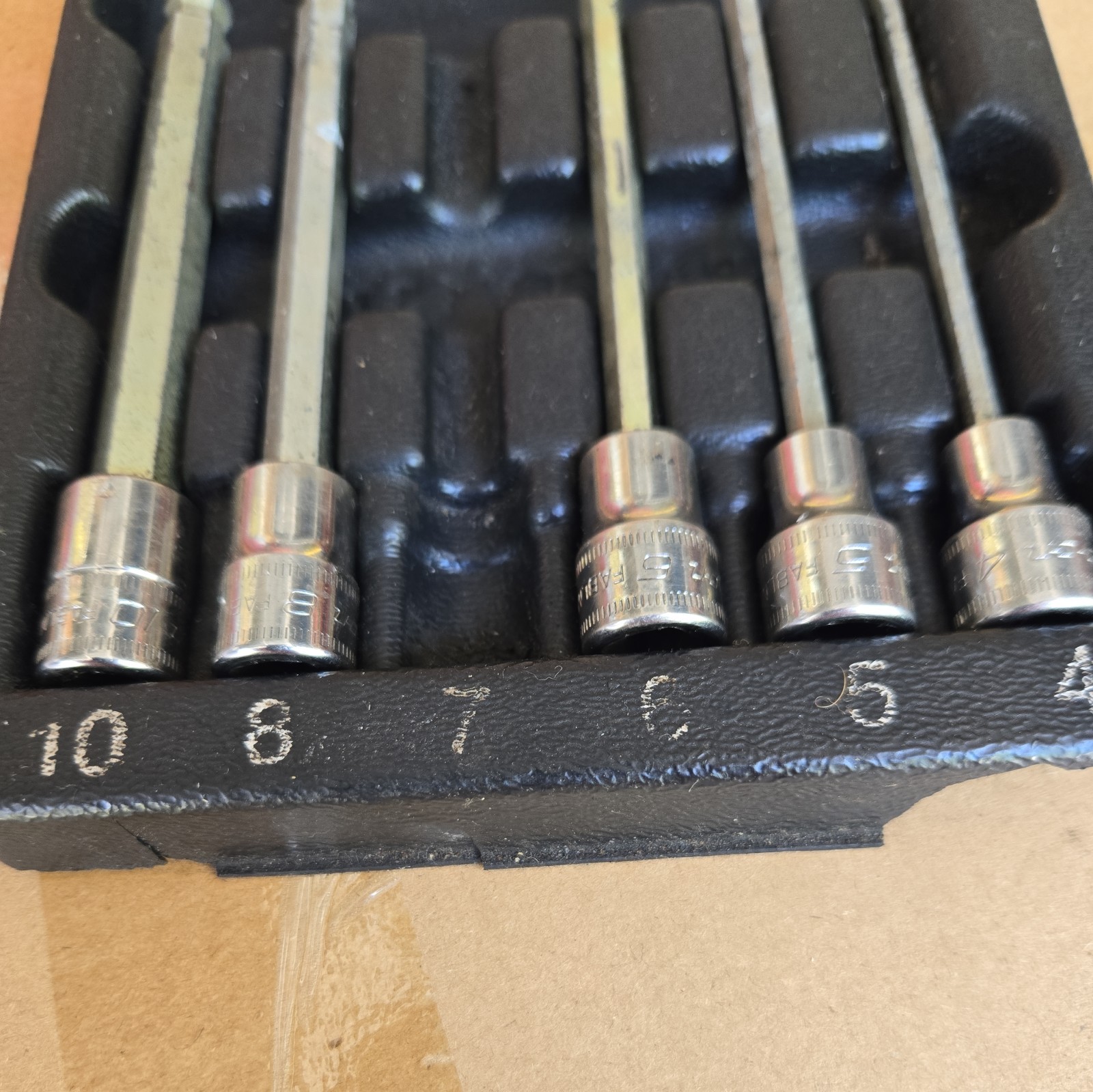 Snap-on 206EFABLM 6pc 3/8” Dr Metric Long Ball Hex Bit Socket Set 4mm-10mm Used