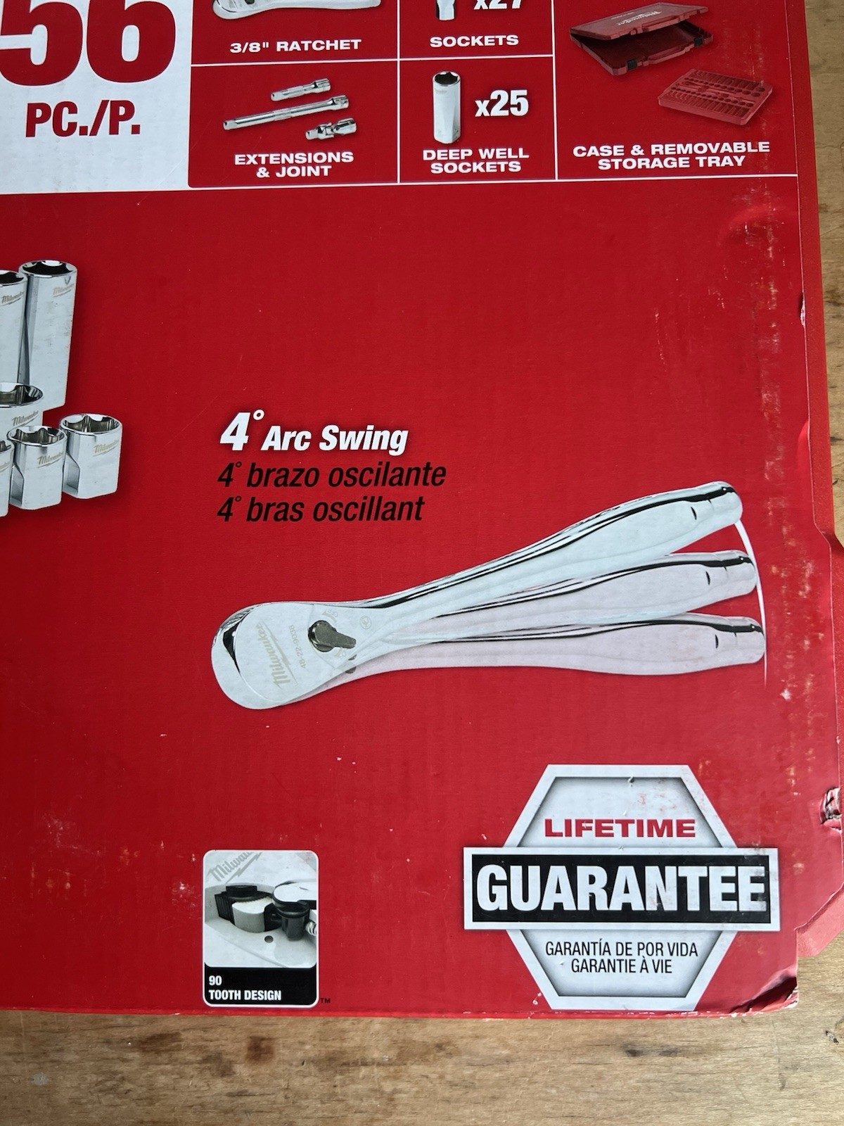 [NEW] (48-22-9008) Milwaukee 3/8″ Drive 56pc Ratchet & Socket Set with FOUR FLAT
