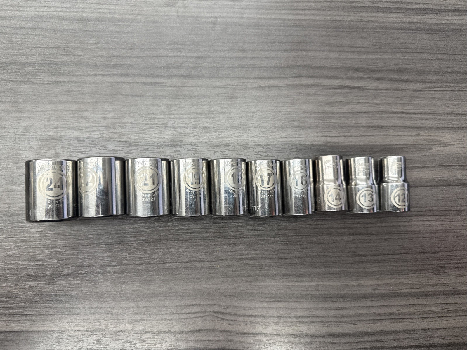 Armstrong 1/2 Inch Drive Metric 12pt Socket Set USA GMTK – 10 Total Sockets