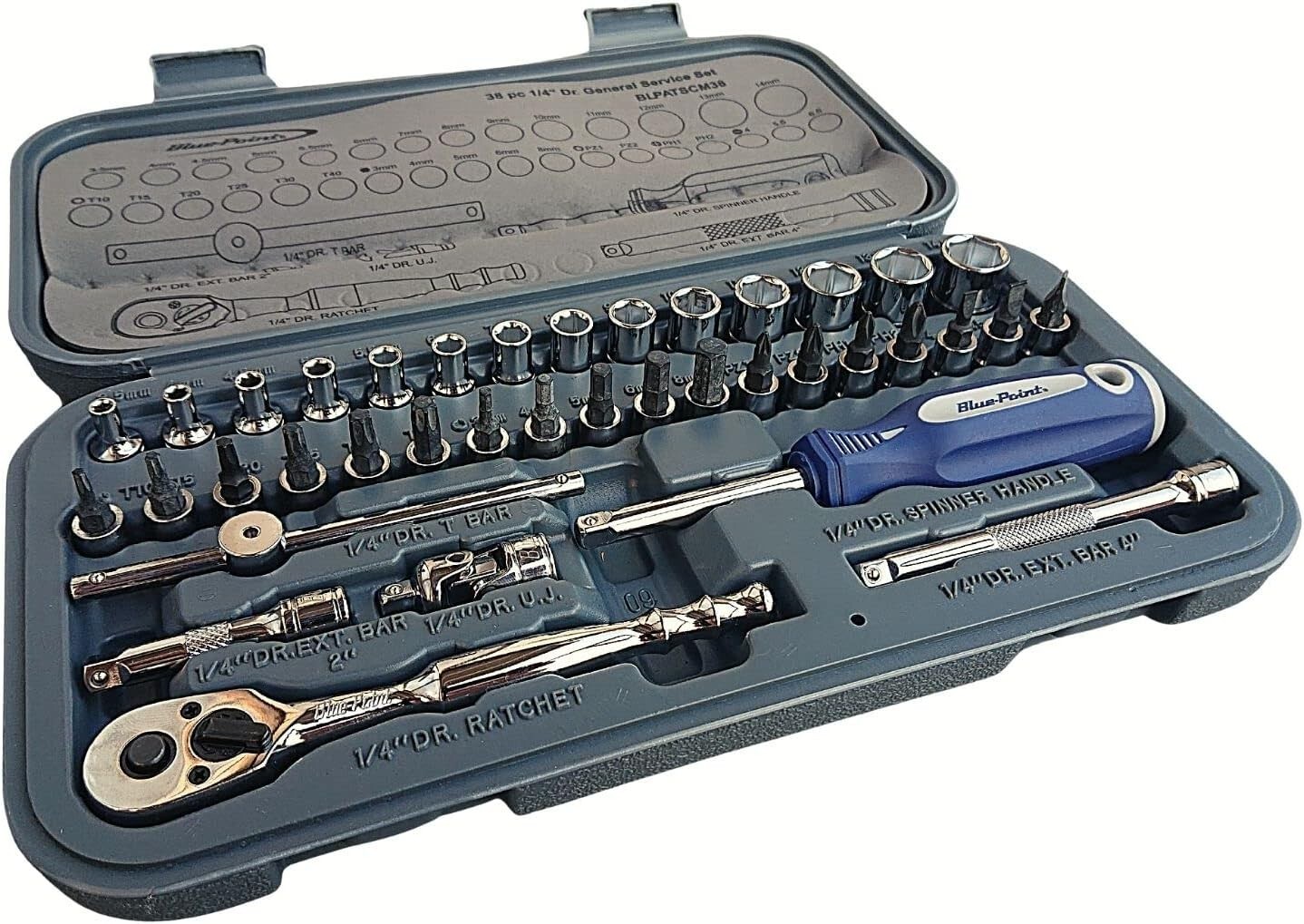 Blue-Point by Snap-on 1/4 Ratchet Screwdriver Socket 38-piece Set BLPATSCM38