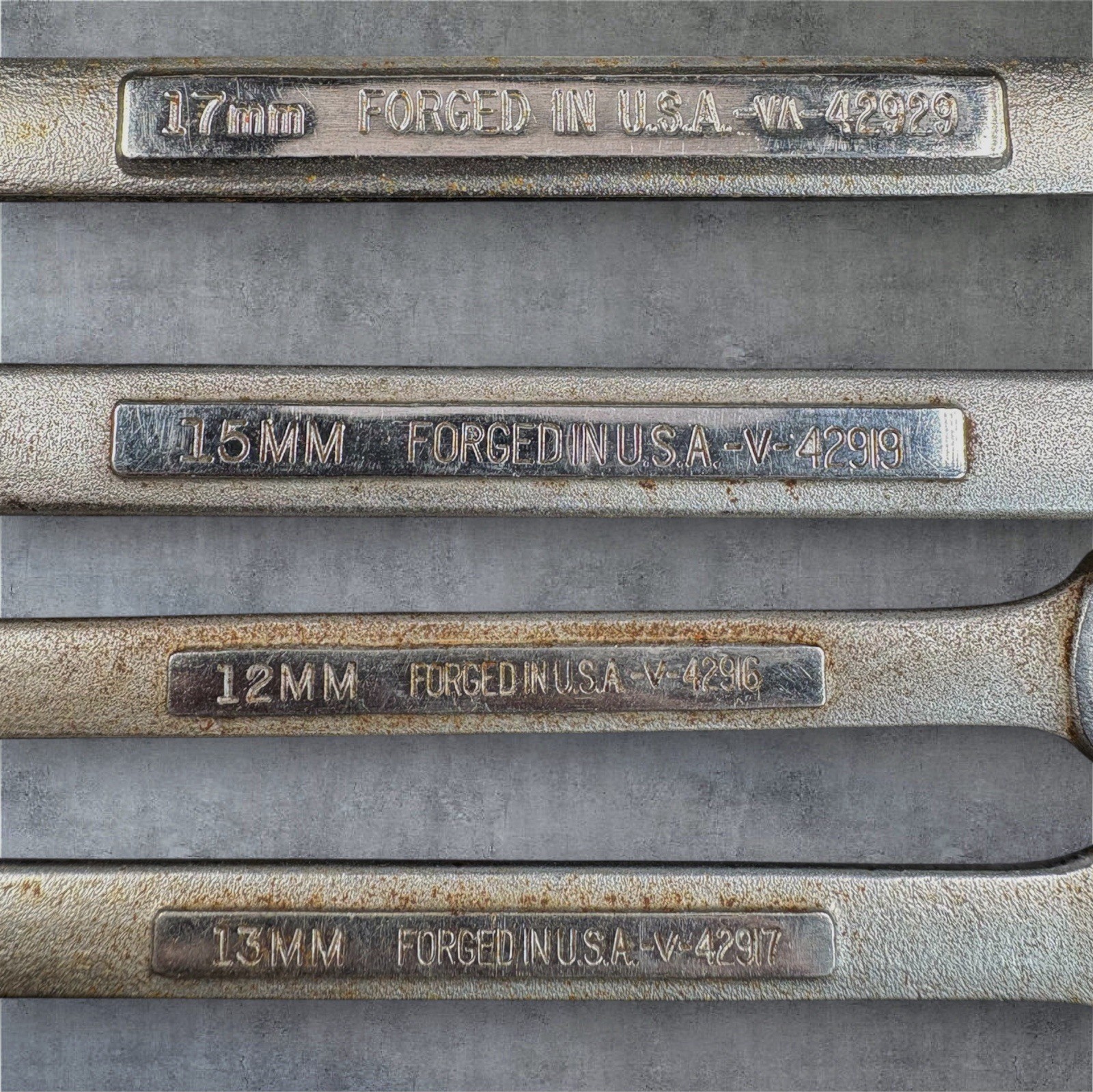 Vintage Craftsman USA Wrench Lot Metric 12mm-17mm Raised Panel Estate Find RUSTY