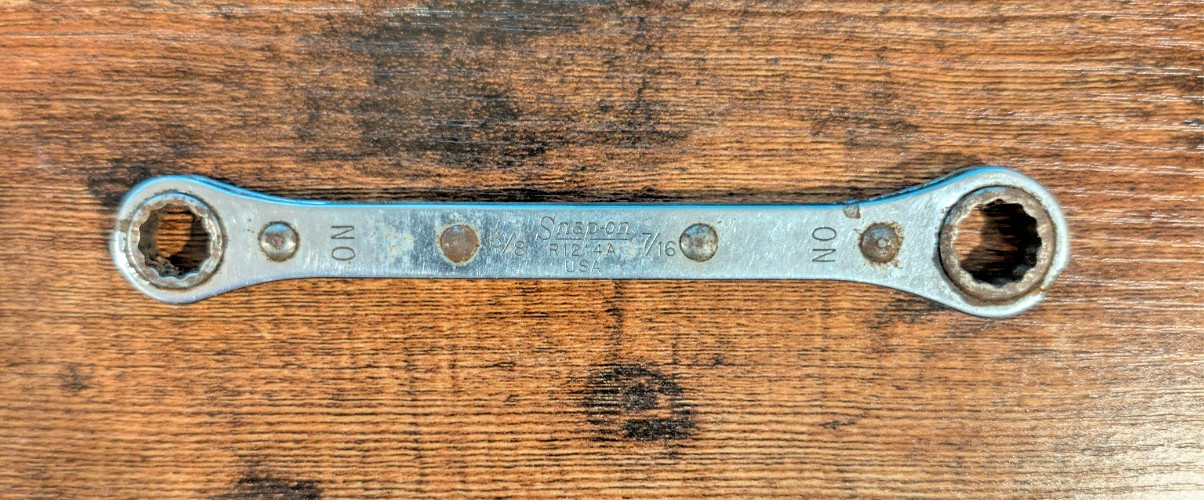 VINTAGE SNAP-ON R1214A RATCHETING BOX WRENCH 3/8″ x 7/16″ USA MADE TESTED