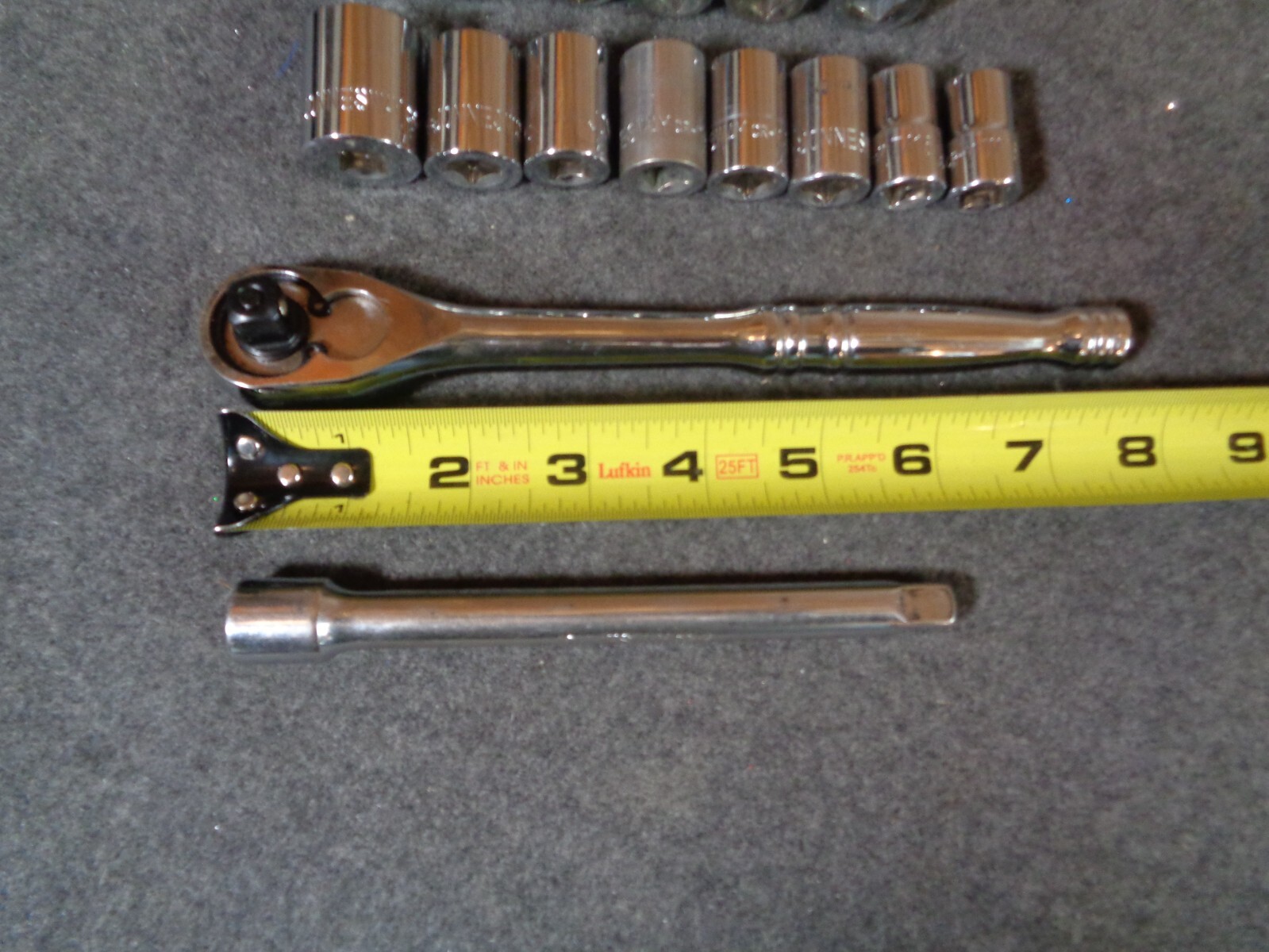 JONNESWAY 3/8″ Drive Socket Ratchet Wrench w/ 6″ Extension & Assorted Sockets