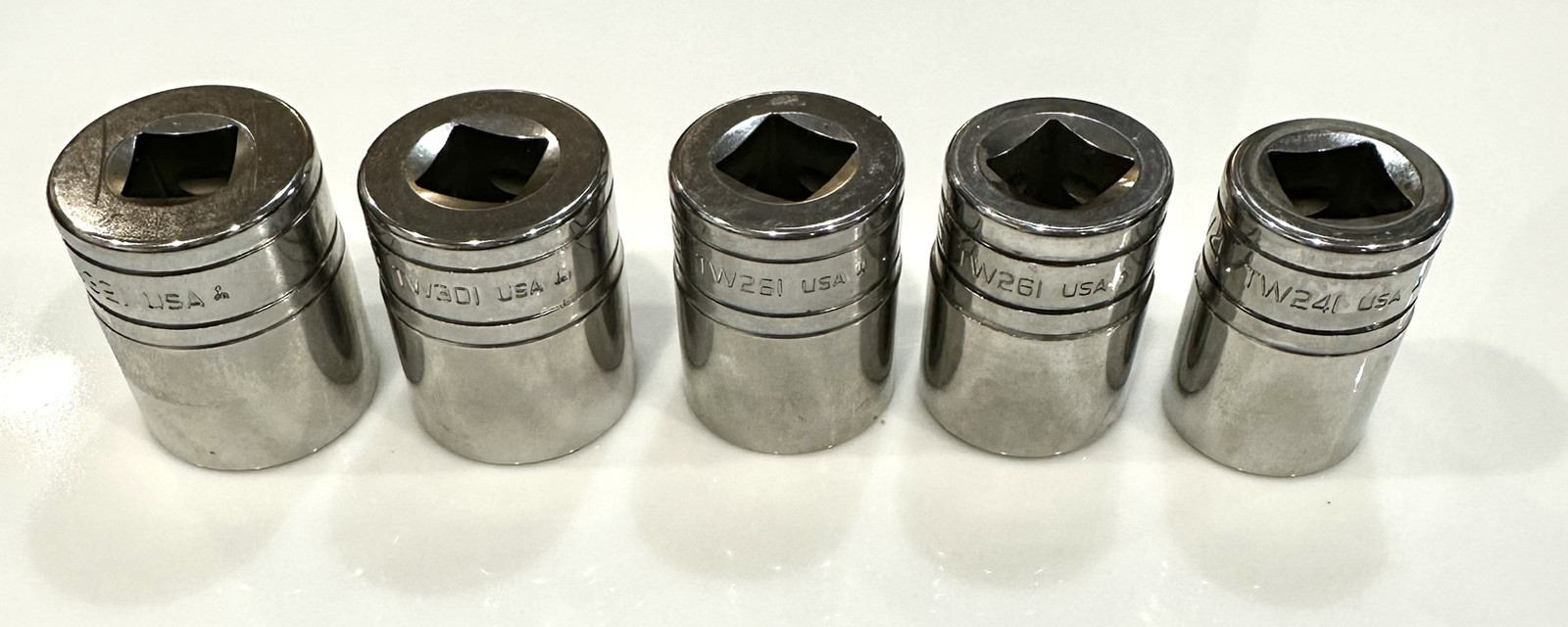 SNAP ON TOOLS Shallow Sockets 1/2” Dr 6pt Set Of 5 TW281,TW261,TW241,TW301,TW321