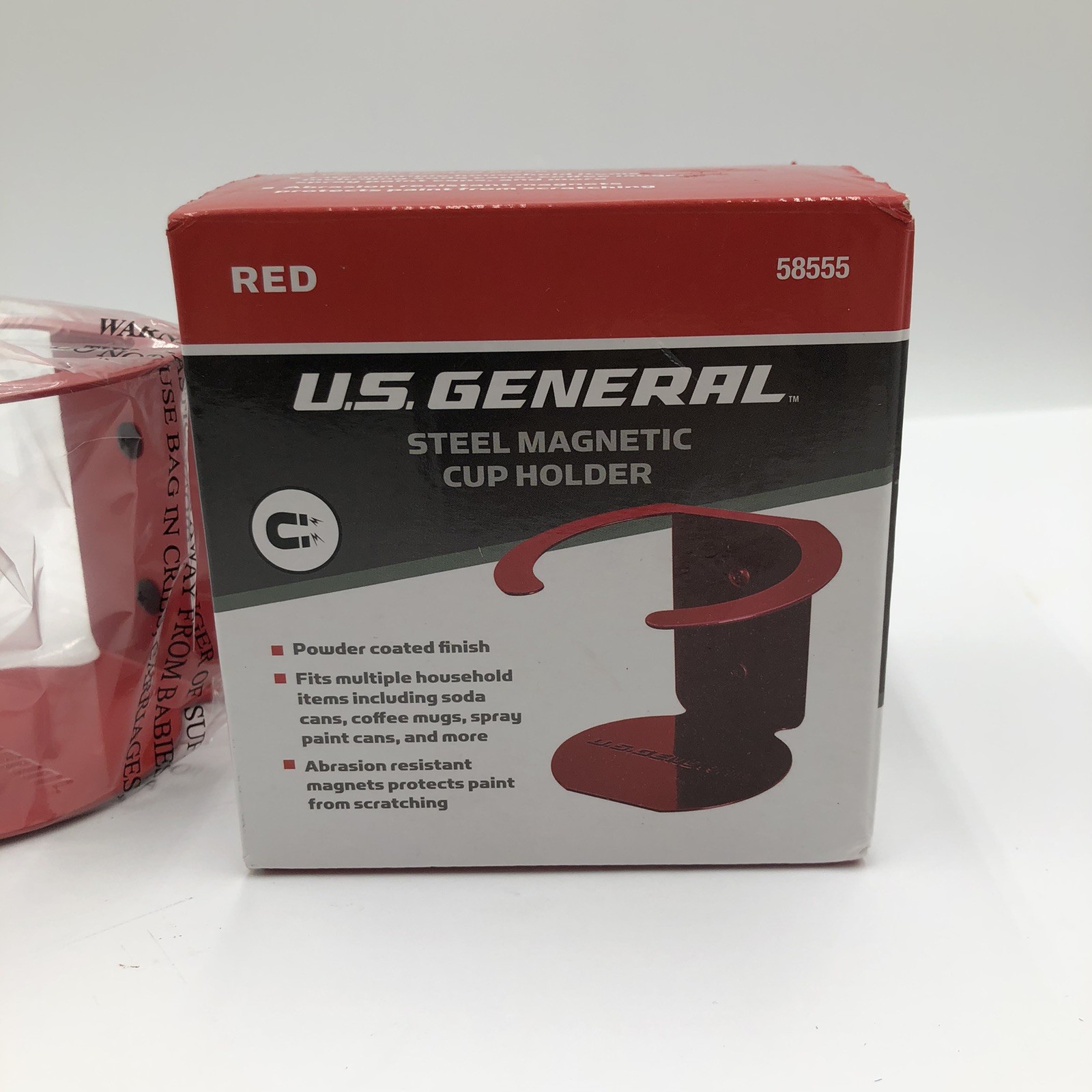 US General Steel Magnetic Cup Holder Magnetic Cup Holder Red 58555 Toolbox Acces