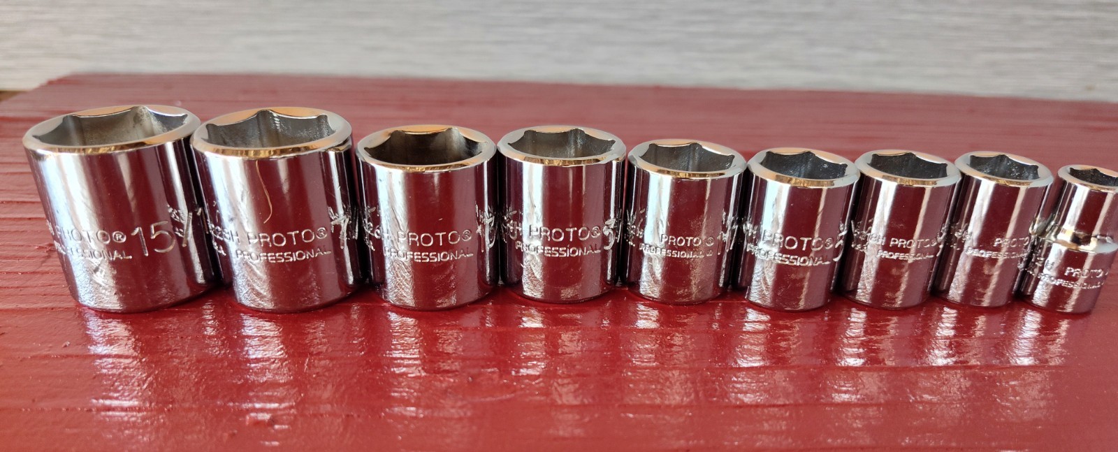 🇺🇲 Proto Tools 3/8″ Dr. SAE 10pc Socket & Rachet Set