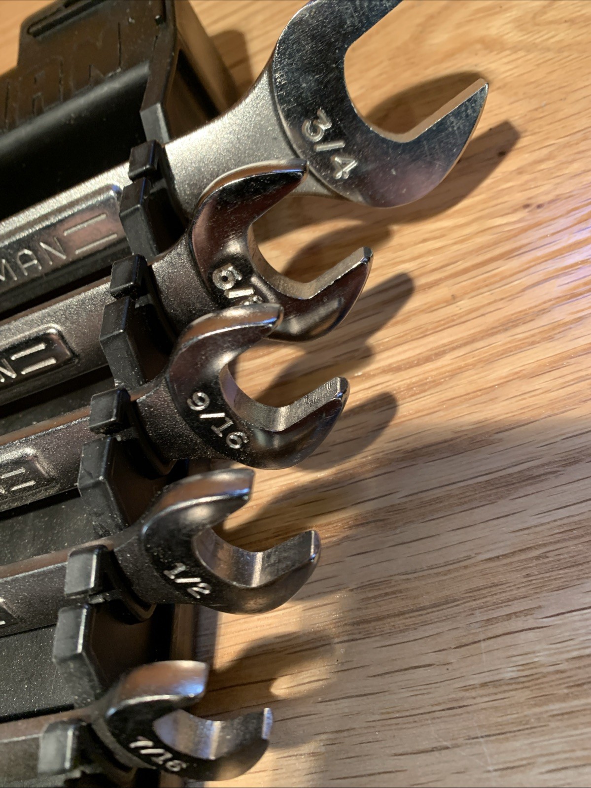 Vtg. Craftsman Combo Wrench Set 9 Pc. SAE VA 1/4-3/4 Hang. Holder Excellent USA