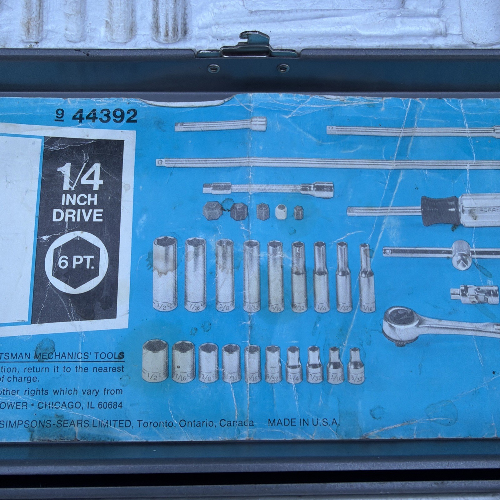 Sears Craftsman 1/4″ Drive 48pc SAE RHFT Socket Set Metal Case USA RARE 44392