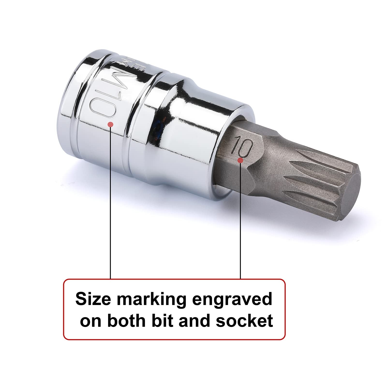 10pcs 1/4inch 3/8inch & 1/2inch Drive Xzn Triple Square Spline Bit Socket Set M4