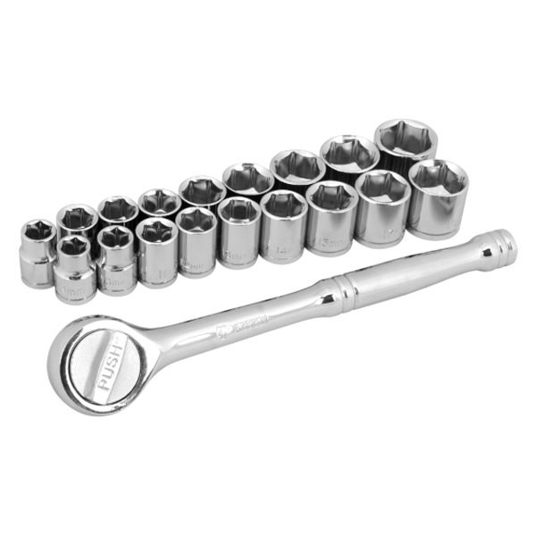 Performance Tool 3/8″ Drive SAE/Metric Ratchet & Socket Set, 19 Pieces