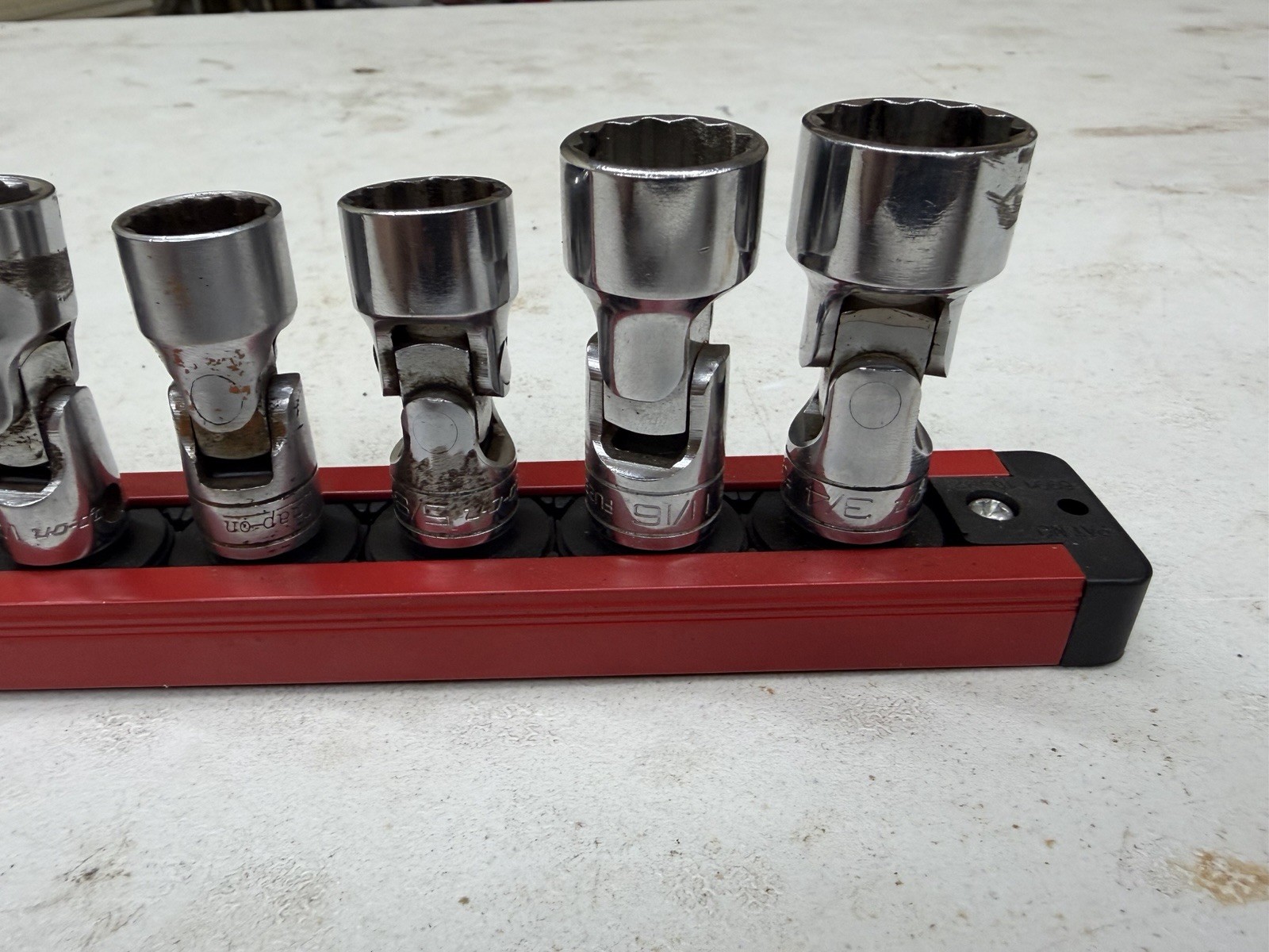 Snap On 7pc 3/8” Drive SAE Shallow Swivel Socket 12 Point 3/8-3/4