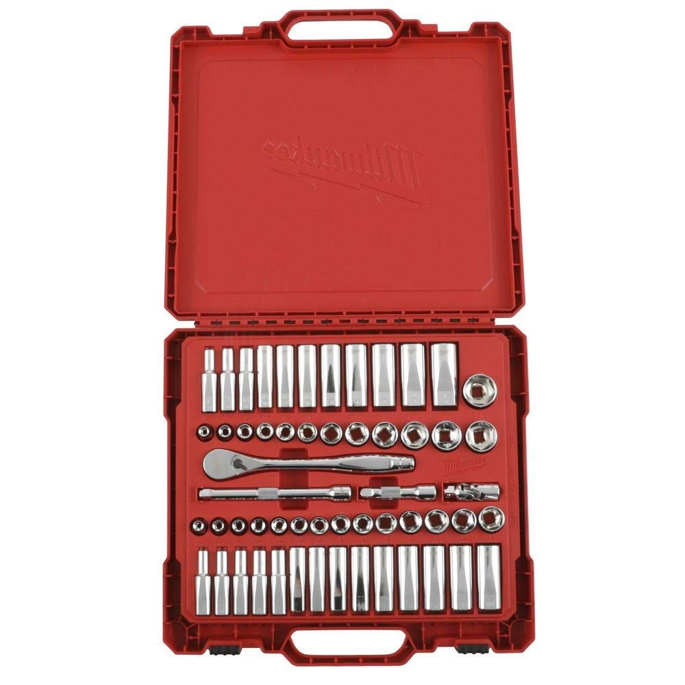 Milwaukee 48-22-9008 56PC 3/8″ Drive SAE/Metric Ratchet & Socket Mechanics Set