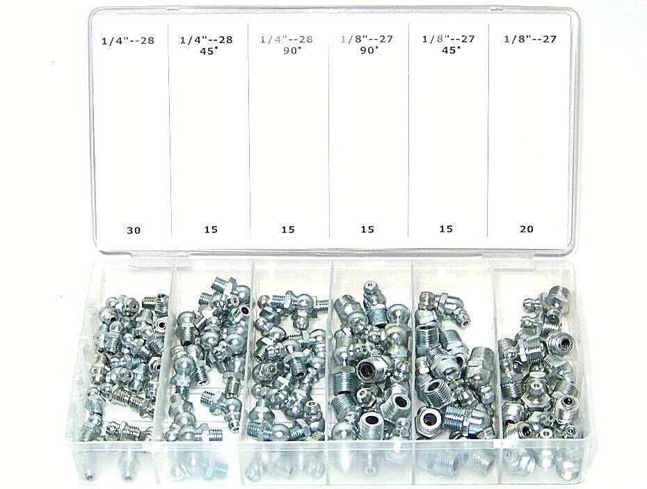 220 Pc Hydraulic Lubrication Grease Fittings Assortment Zerk Fitting Metric /Sae