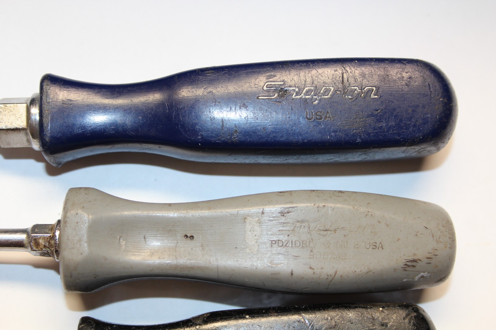 Snap-On Screwdriver Lot USA Flathead & Phillips Mixed Set BLUE GRAY Hard Handles