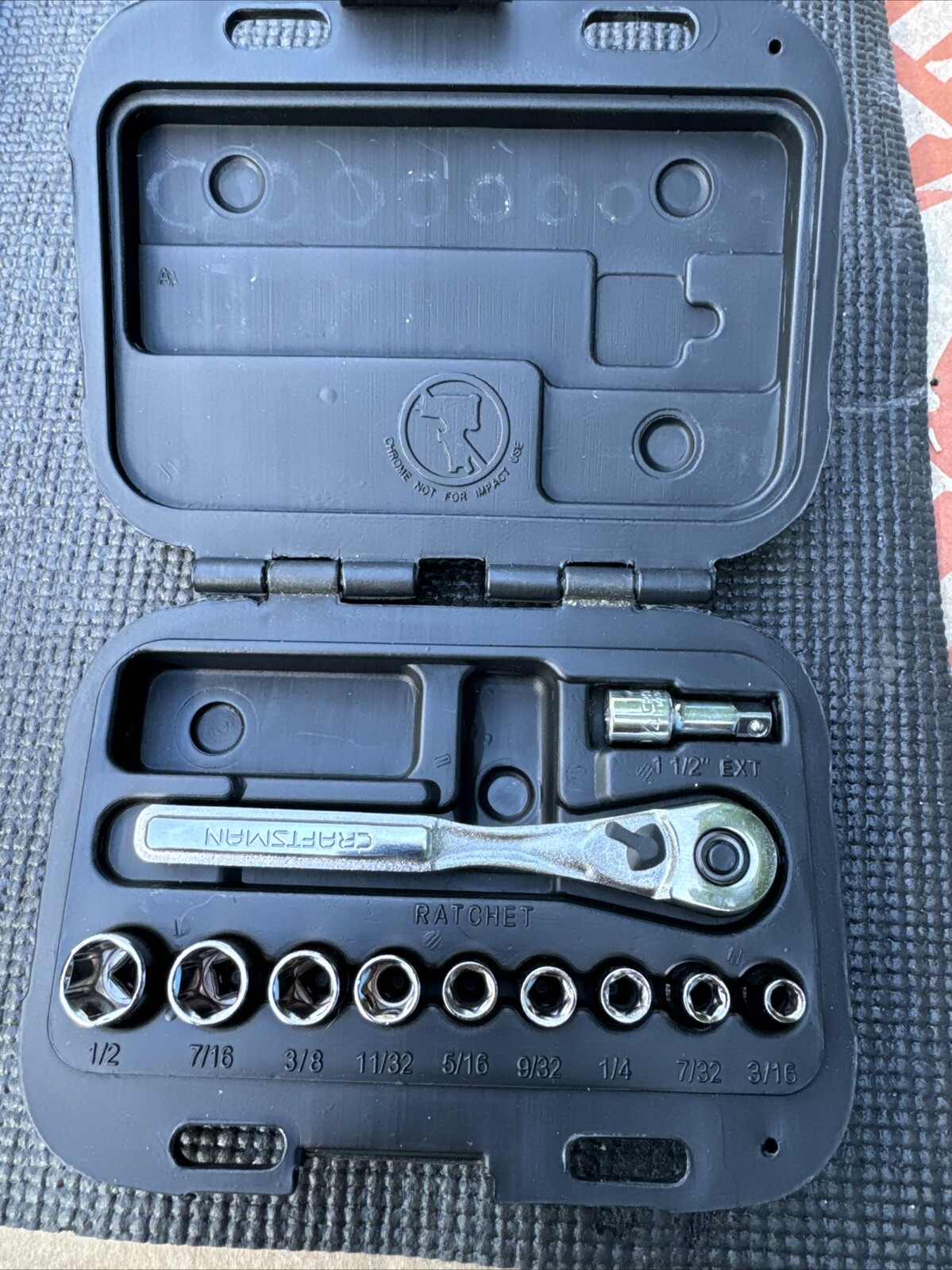 NOS Vintage Sears Craftsman 11-piece 1/4″ Drive Socket Wrench Set Case, 9-34860