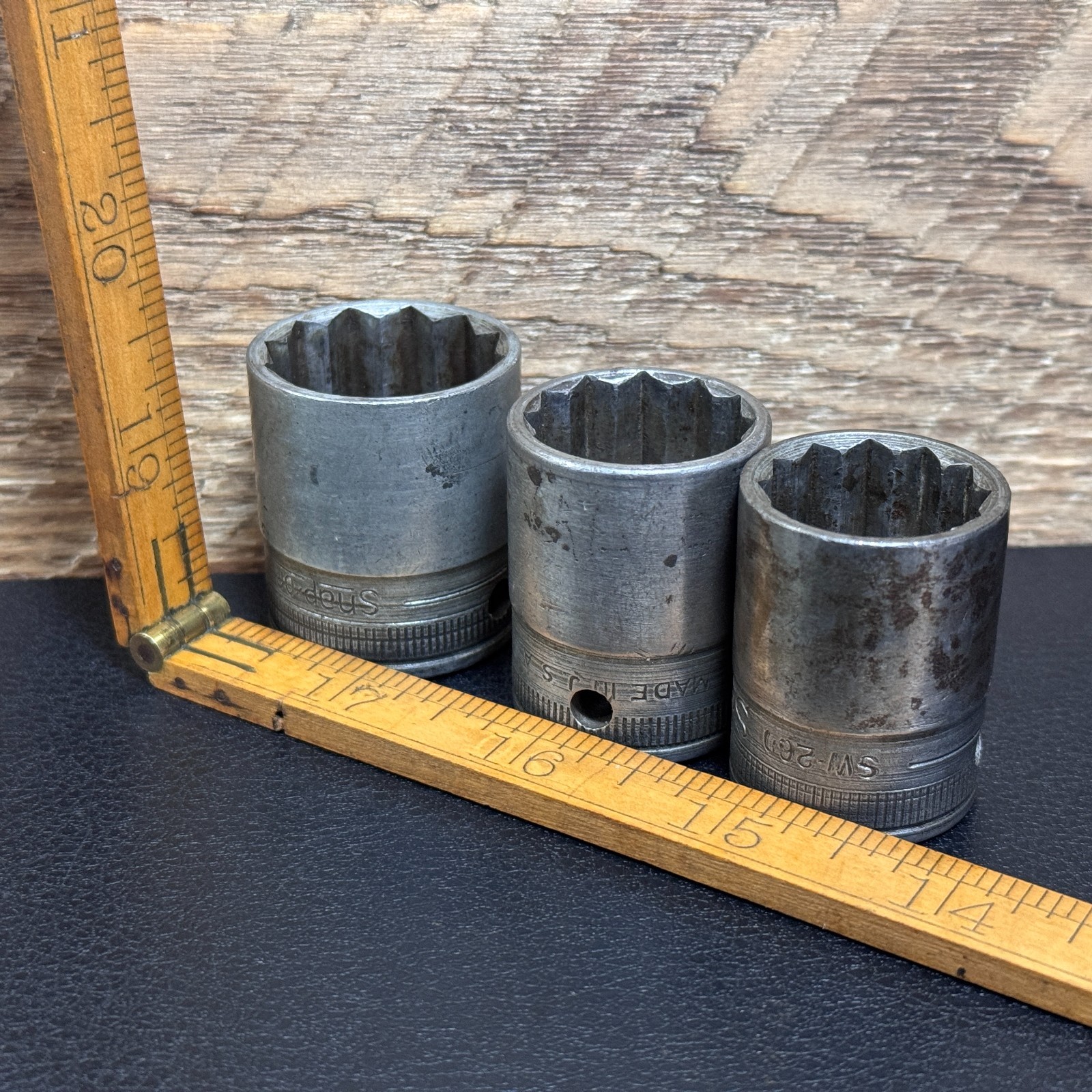 Early Snap-On Tools USA 1/2 Drive 12PT Socket Set 3pc SW-260 SW-280 SW-320 1/2