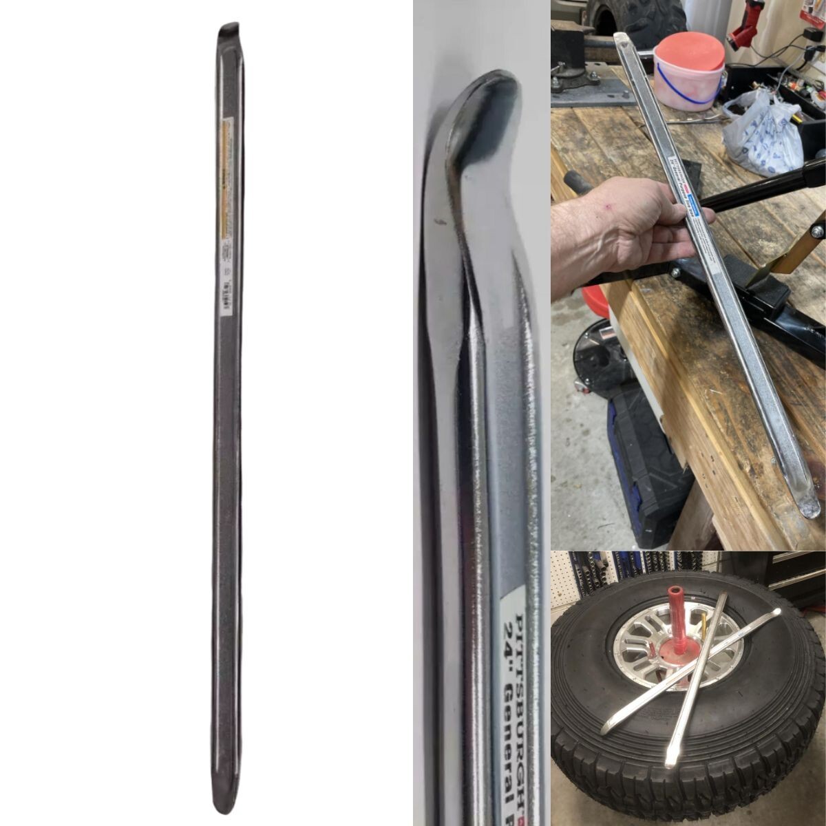Tire Iron Pry Bar 24 in. Tool Curved Spoon Lever Tire Changing Auto Car RV Wheel