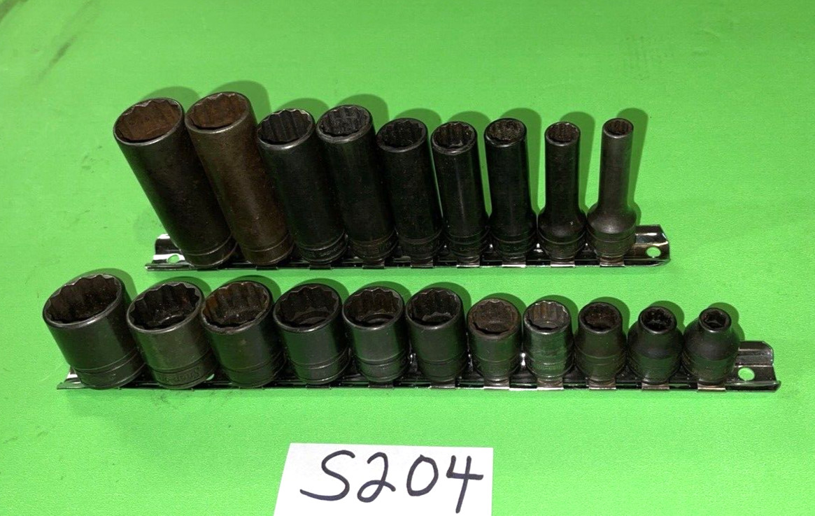 SNAP- ON TOOLS 20 PIECE 3/8 DRIVE SHORT & DEEP SAE. SOCKET SETS 12 POINT