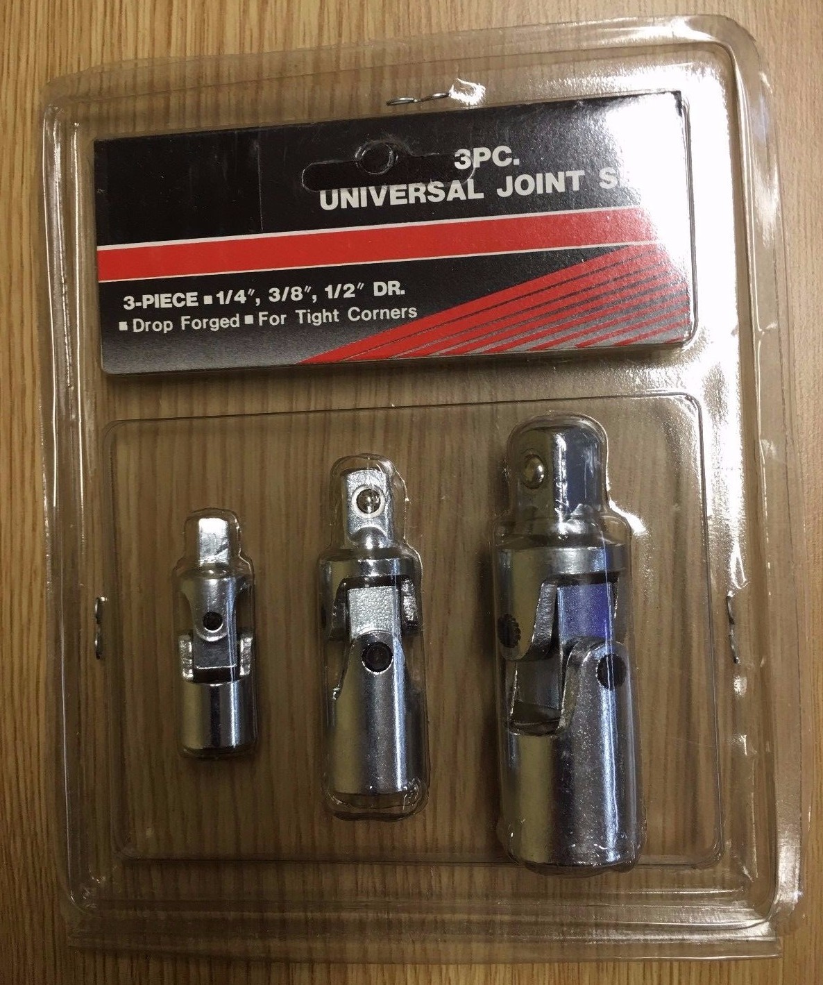 3 PC SWIVEL 1/4″ 3/8″ 1/2″ DRIVE UNIVERSAL JOINT DIY SOCKET SET