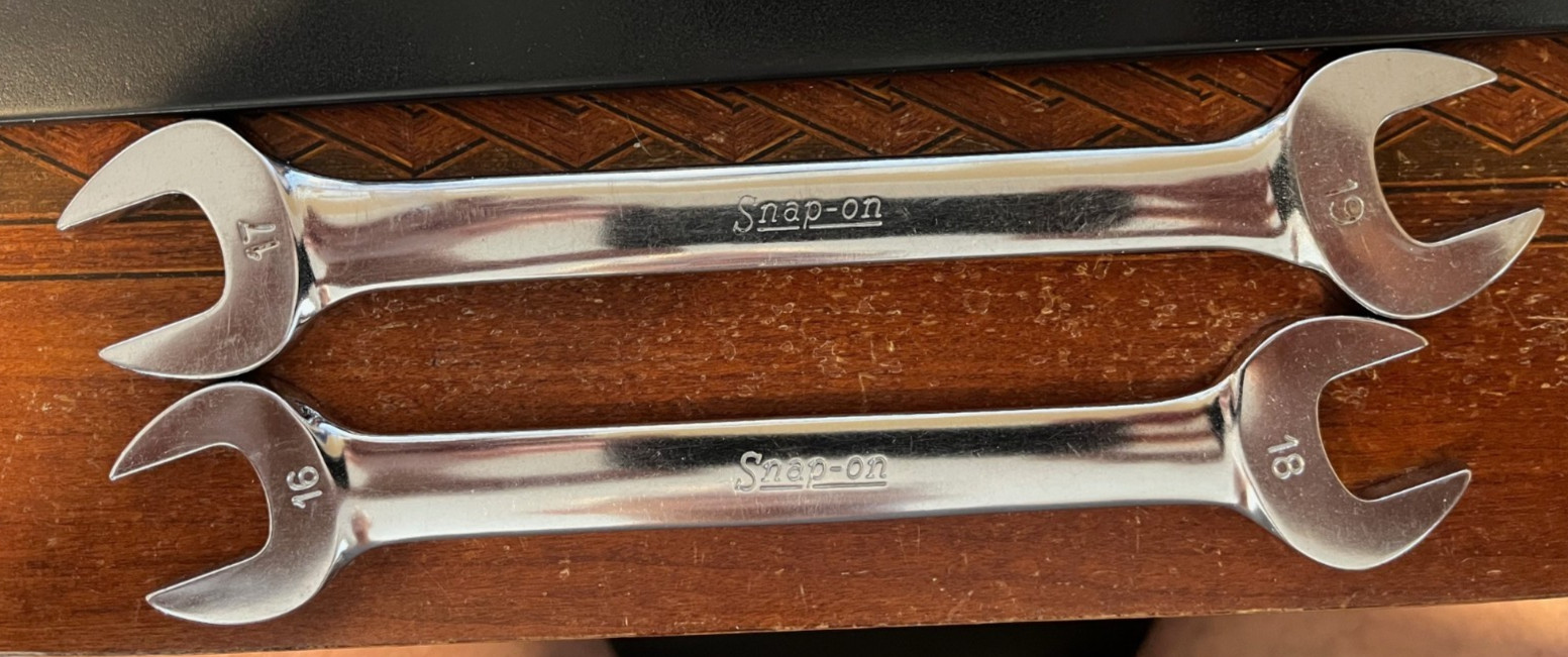Vintage Snap-on Underline Metric Open End Wrench Set VOM 806 8mm-19mm 6 Pieces