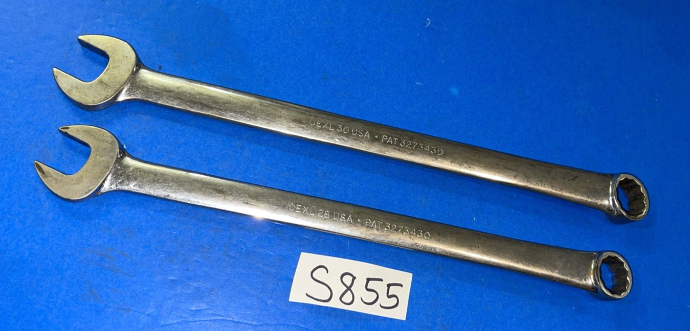 SNAP-ON TOOLS 2 PIECE SAE. EXTRA LONG COMBINATION WRENCHES 7/8 & 15/16