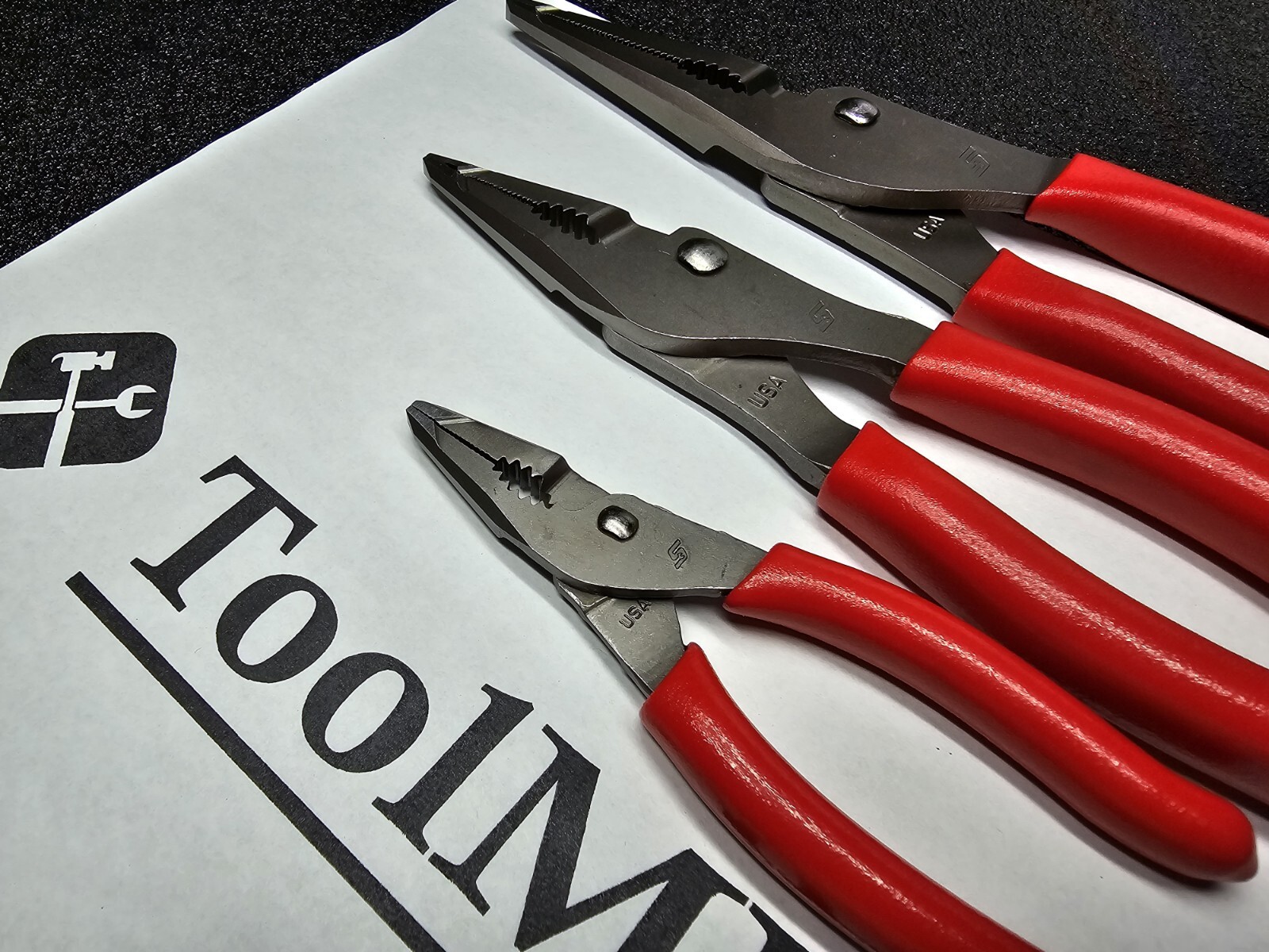 Snap-on Tools NEW 3pc RED Long Nose Slip Joint Plier Set LN44BCF LN47ACF LN46ACF