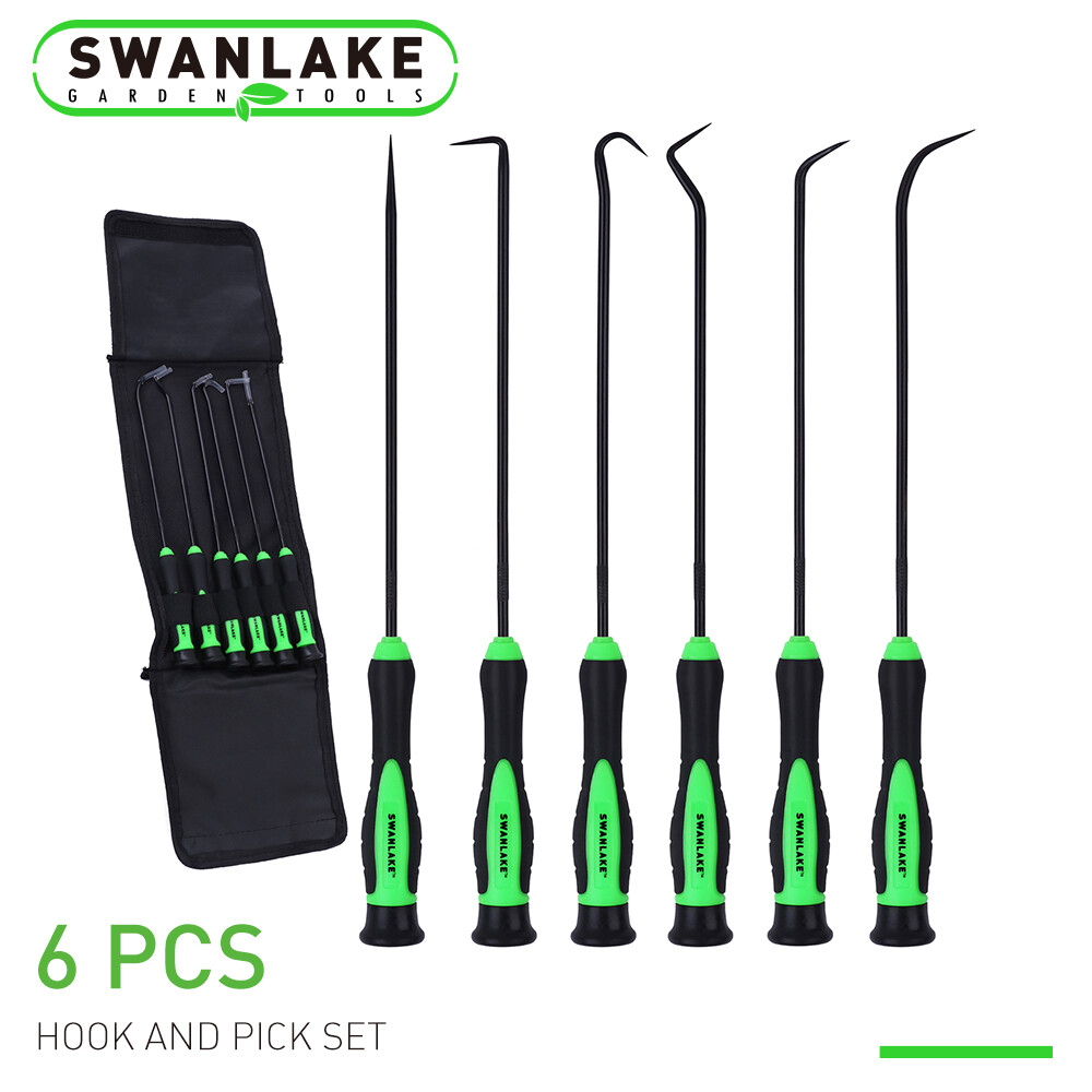 6pc Pick & Hook Set Extra Long O-Ring Seal Remover 9″ Soft Grip Assorted Shapes