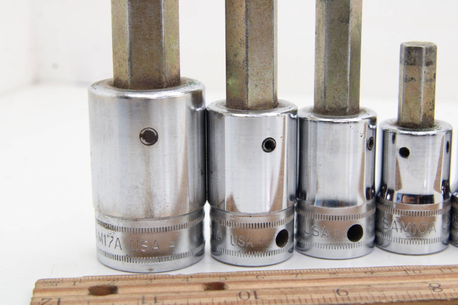 Snap-on SAM 6 8 10 12 17 mm 6 Piece 1/2″ Drive Metric Allen Hex Socket Set USA