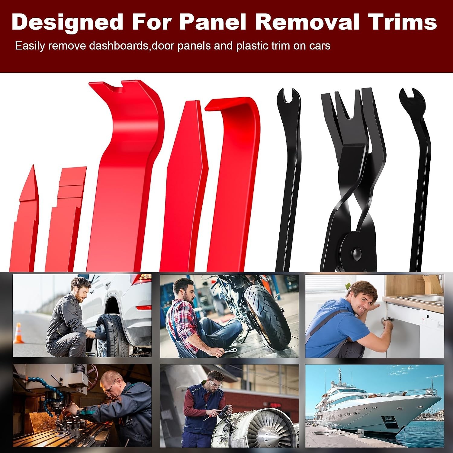 8 Pcs Auto Trim Removal Tool Kit Plastic Pry Tool & Clip Remover Pliers for C…