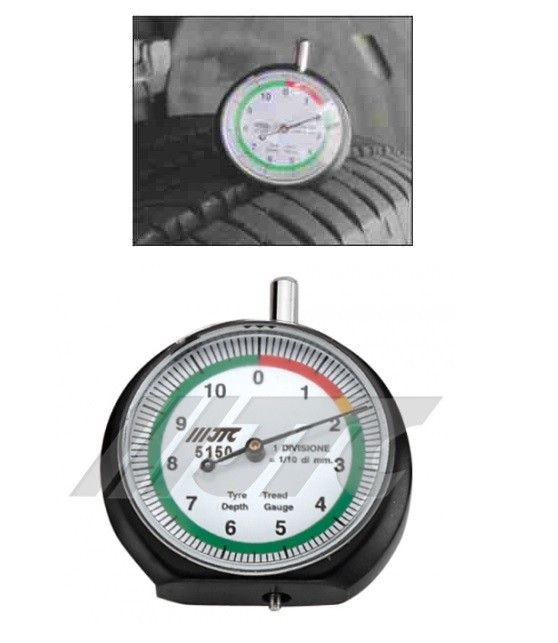 JTC TIRE GAUGE (ROUND) DIAMETER: 47MM TESTING CAPACITY 0~11MM, JTC TOOLS # 5150