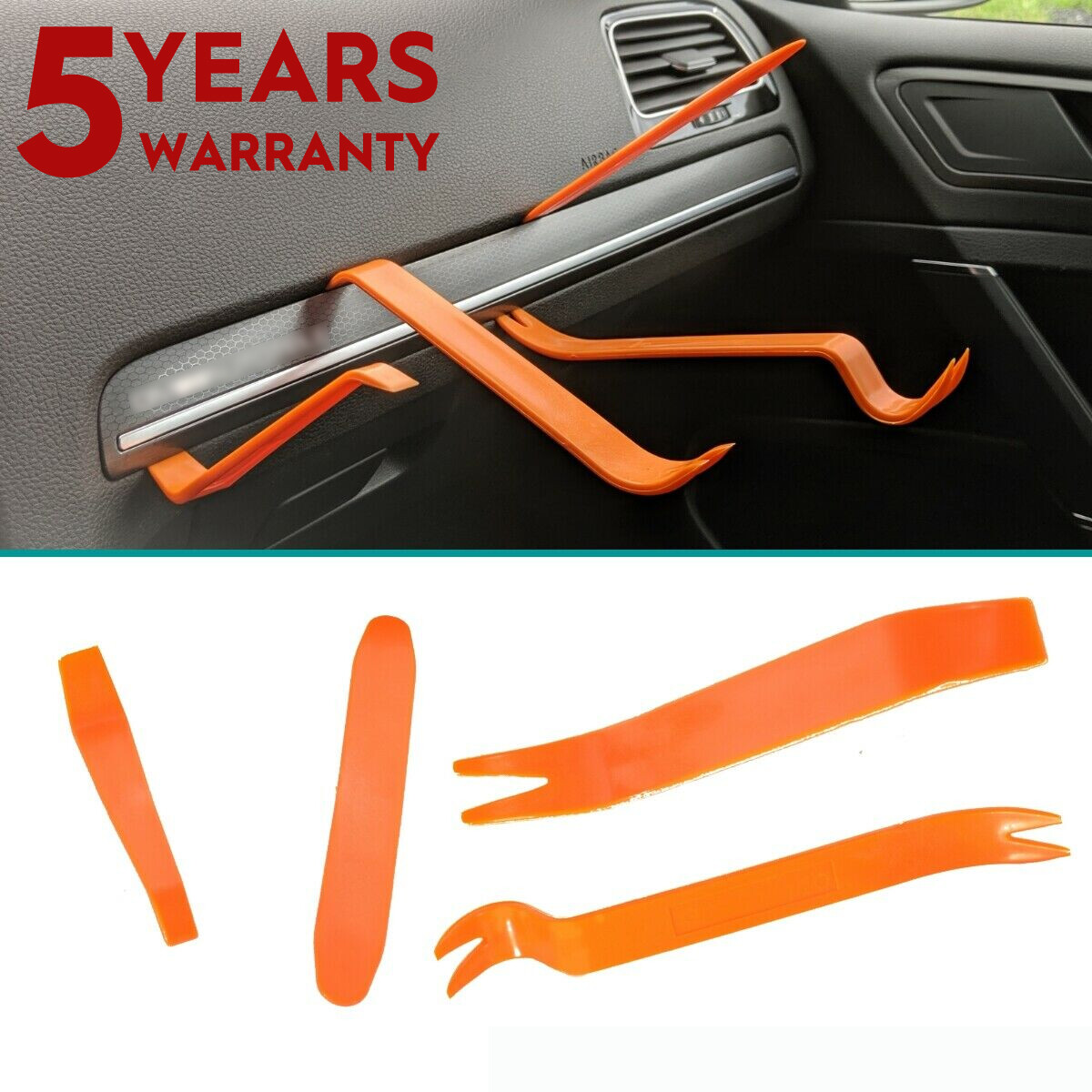 Orange Car Door Trim Removal Tool Pry Panel Dash Radio Body Clip Installer Set