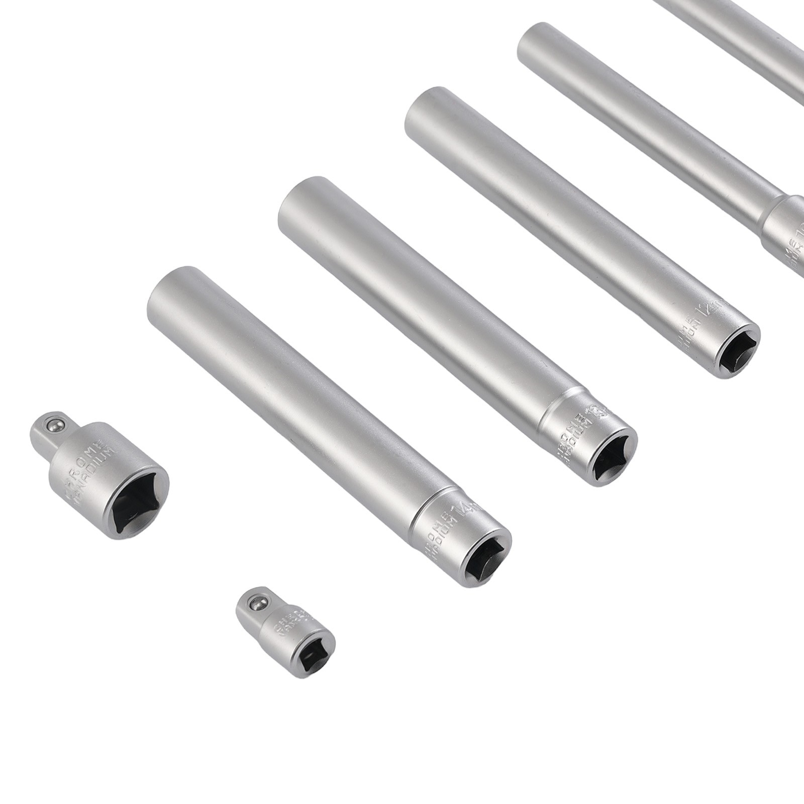 3/8 Drive Deep Long Socket 8-14mm CR-V 120mm Reach 6pt Set + 1/4 1/2 Adaptors