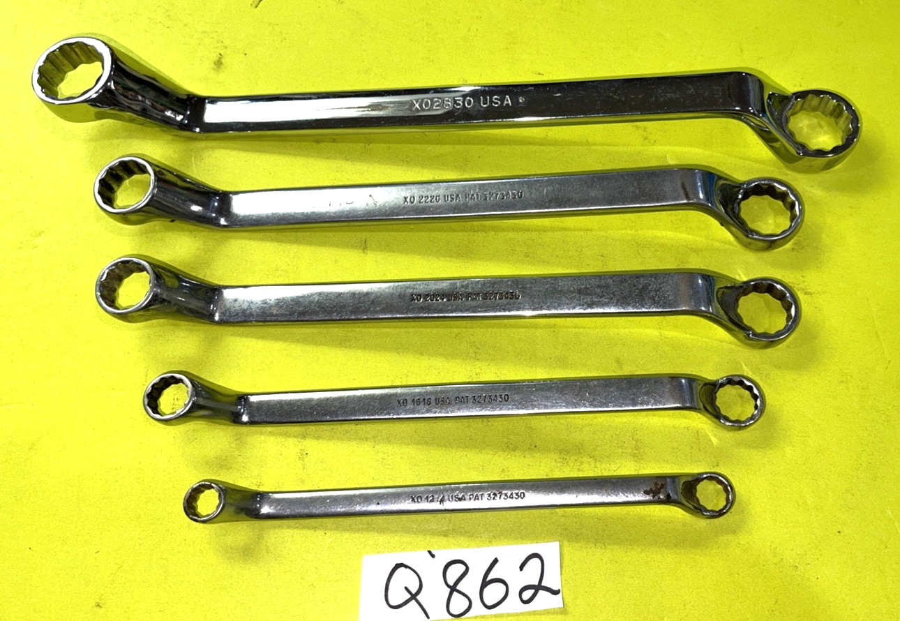 SNAP-ON TOOLS 5 PIECE SAE. DEEP OFF-SET BOX-END WRENCH SET 3/8 TO 15/16