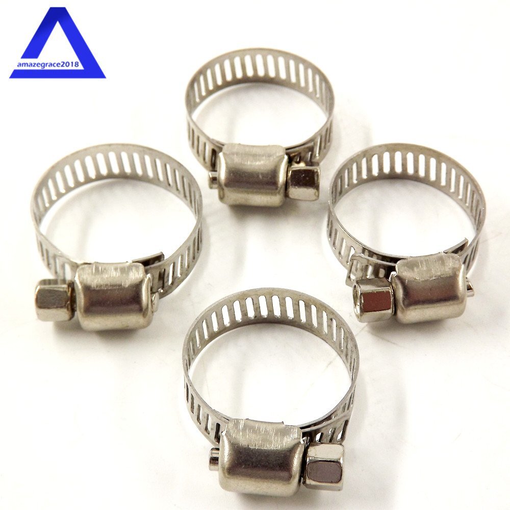 100pcs 1/2″-3/4″ Adjustable Stainless Steel Drive Hose Clamps Fuel Line Worm