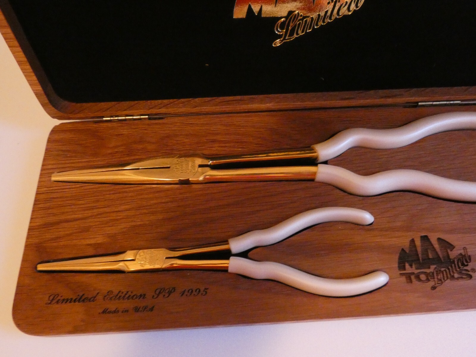 New Mac Tools 24k Gold Plated Long Reach Dual Set Pliers Limited Edition #1522