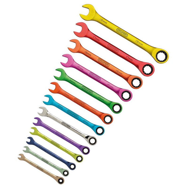 13pc Metric Combination Ratchet Spanner Set Colour Coded HI-TORQ Draper 07142